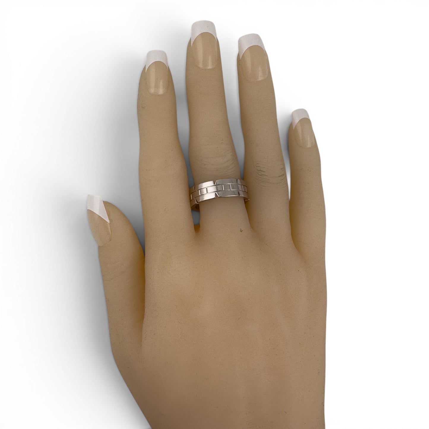 Cartier Tank Francaise Band 750 18k White Gold 7.00MM Ring Size 60 US 9 w/ BOX