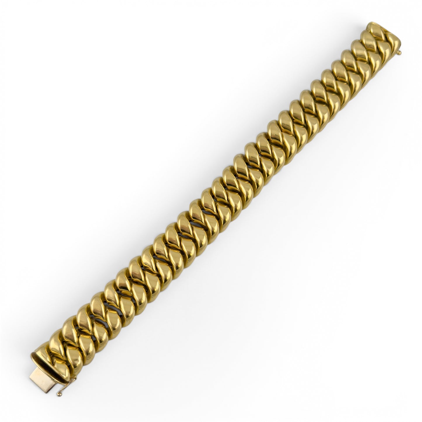 HEAVY 18k Yellow Gold Puffy Cuban 11.5mm Link Semi Solid Bracelet 113.9g ITALY
