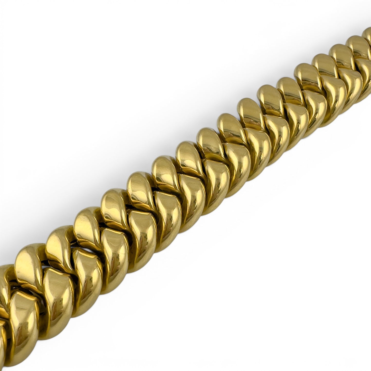 HEAVY 18k Yellow Gold Puffy Cuban 11.5mm Link Semi Solid Bracelet 113.9g ITALY