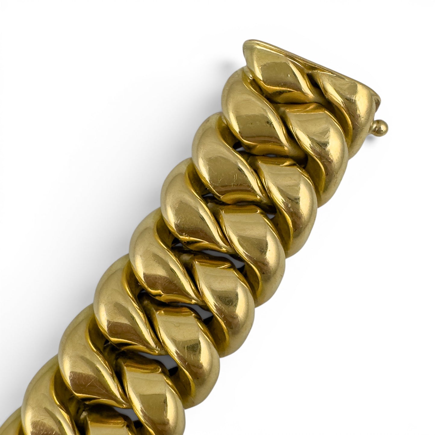 HEAVY 18k Yellow Gold Puffy Cuban 11.5mm Link Semi Solid Bracelet 113.9g ITALY