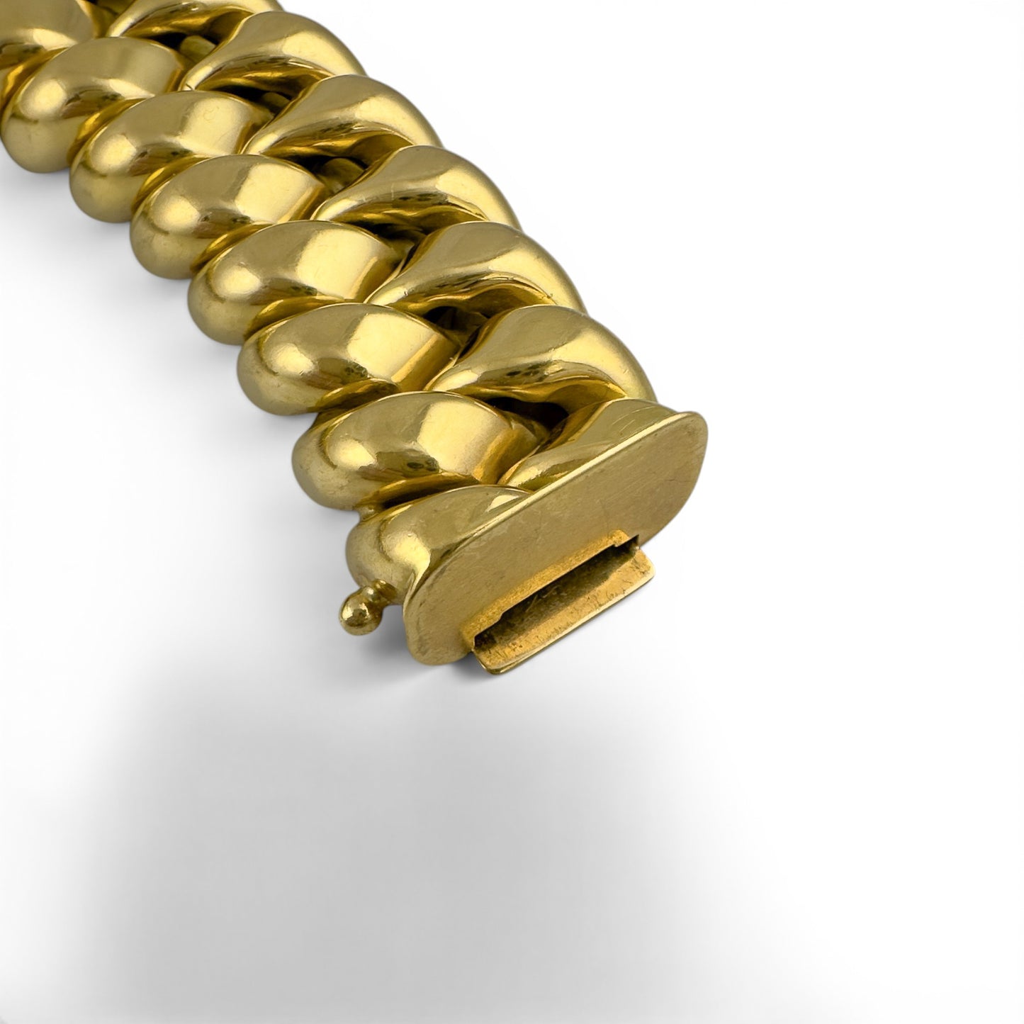HEAVY 18k Yellow Gold Puffy Cuban 11.5mm Link Semi Solid Bracelet 113.9g ITALY