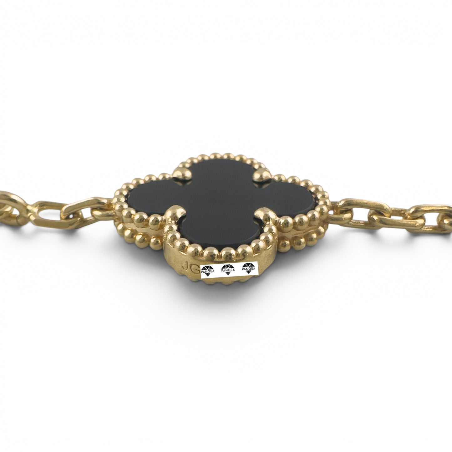 Van Cleef Arpels Onyx 5 Motif Vintage Alhambra 18k Gold Bracelet + BAG BOX CERT