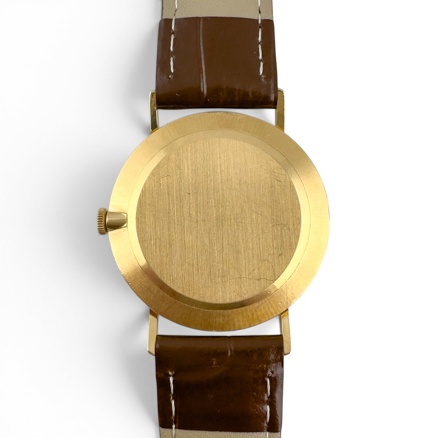 Rolex Cellini 3833 18k Yellow Gold Champagne 31mm Brown Strap Round Watch BOX