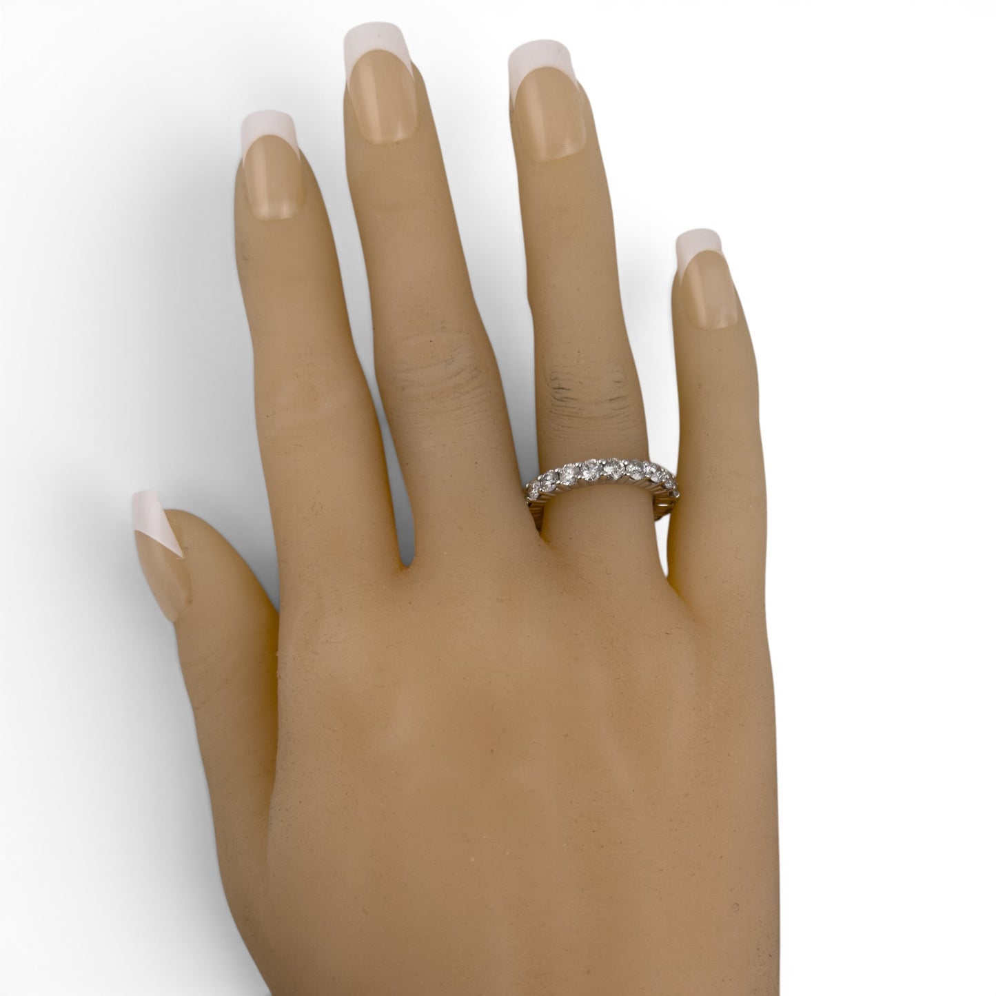 14k White Gold 22 Stone 2.65ctw Diamond Eternity Band H I1-I2 Ring Size 5