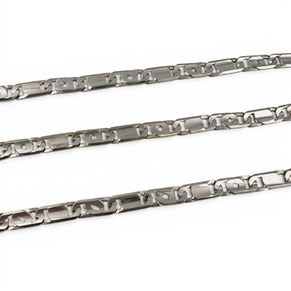 14k White Gold Tiger Eye Fancy Link 6.75mm Chain Necklace 48.5g 22.5" ITALY