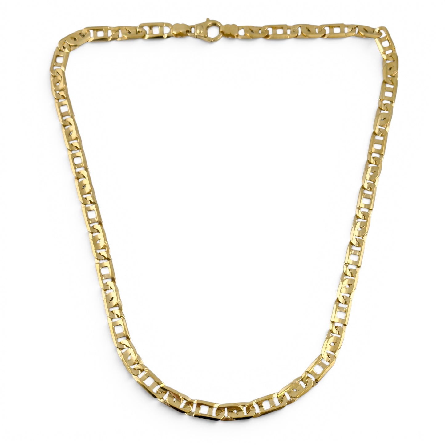 14k Yellow Gold Tiger Eye Fancy Link 7.40mm Chain Necklace 56.4g 22" ITALY