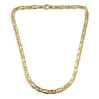 14k Yellow Gold Tiger Eye Fancy Link 7.40mm Chain Necklace 56.4g 22" ITALY