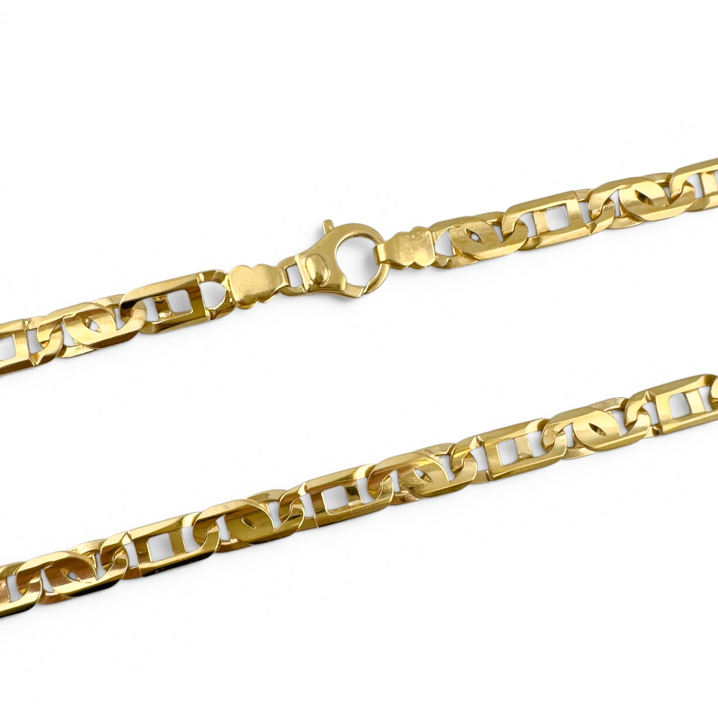 14k Yellow Gold Tiger Eye Fancy Link 7.40mm Chain Necklace 56.4g 22" ITALY