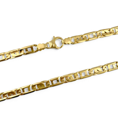 14k Yellow Gold Tiger Eye Fancy Link 7.40mm Chain Necklace 56.4g 22" ITALY