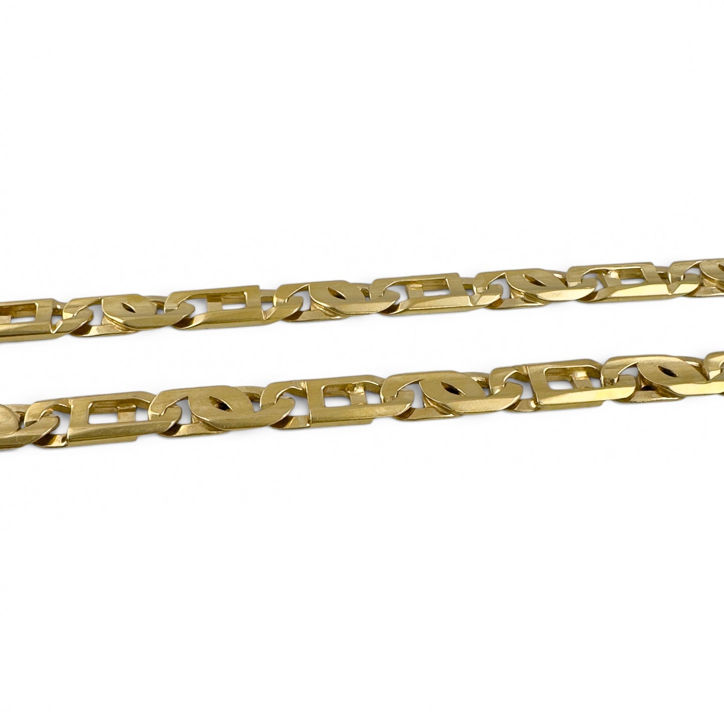 14k Yellow Gold Tiger Eye Fancy Link 7.40mm Chain Necklace 56.4g 22" ITALY