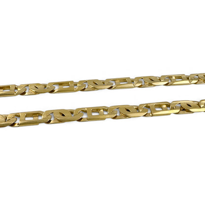 14k Yellow Gold Tiger Eye Fancy Link 7.40mm Chain Necklace 56.4g 22" ITALY