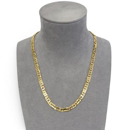 14k Yellow Gold Tiger Eye Fancy Link 7.40mm Chain Necklace 56.4g 22" ITALY