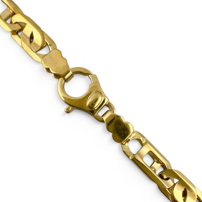 14k Yellow Gold Tiger Eye Fancy Link 7.40mm Chain Necklace 56.4g 22" ITALY