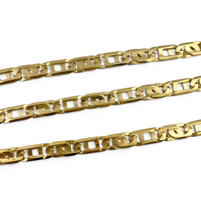 14k Yellow Gold Tiger Eye Fancy Link 7.40mm Chain Necklace 56.4g 22" ITALY