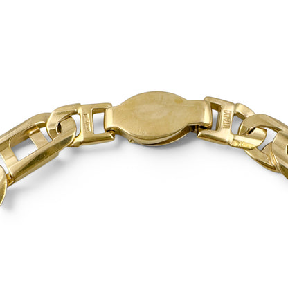 14k Yellow Gold Tiger Eye Mariner Link 8.85mm Bracelet 8.25" 30.6g ITALY