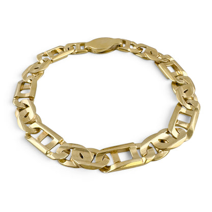 14k Yellow Gold Tiger Eye Mariner Link 8.85mm Bracelet 8.25" 30.6g ITALY