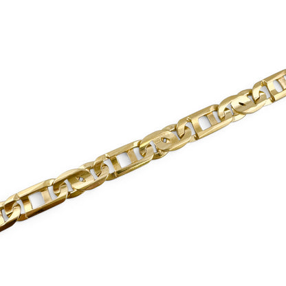 14k Yellow Gold Tiger Eye Mariner Link 8.85mm Bracelet 8.25" 30.6g ITALY