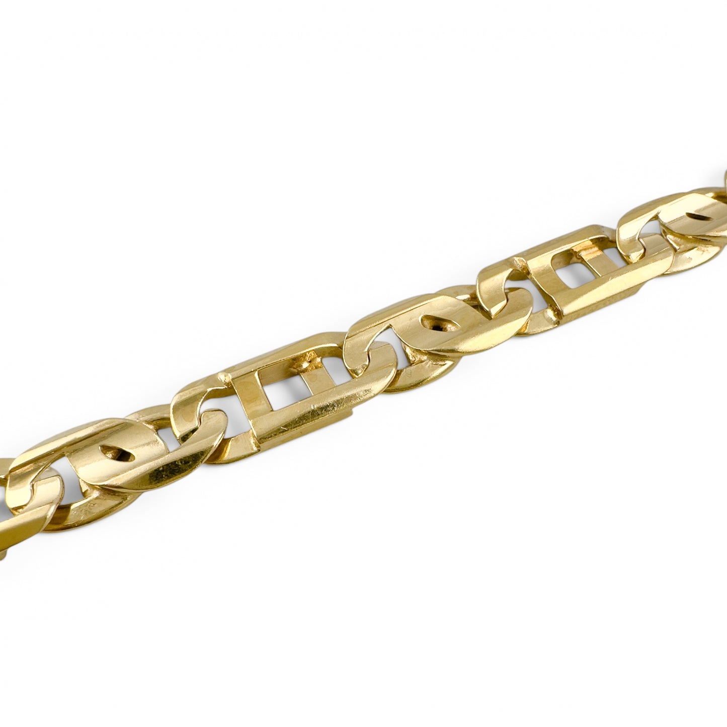 14k Yellow Gold Tiger Eye Mariner Link 8.85mm Bracelet 8.25" 30.6g ITALY