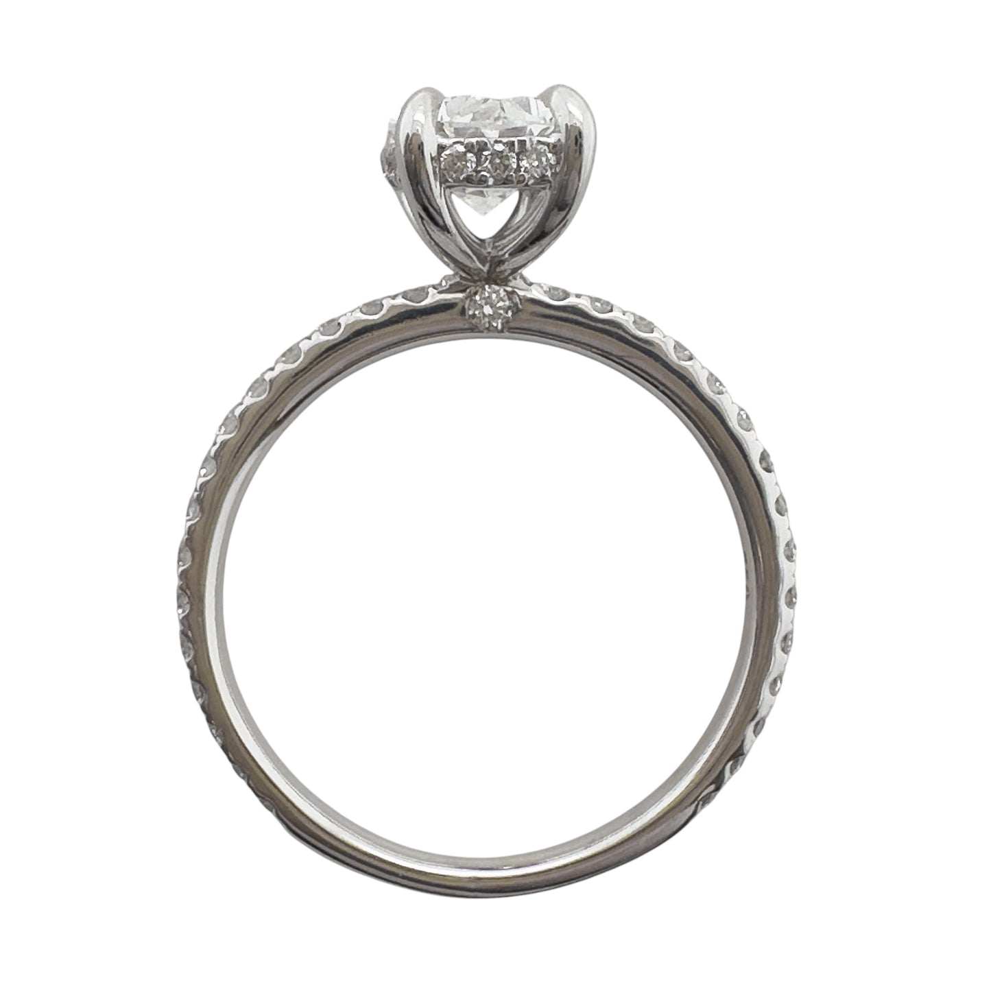 18k White Gold GIA 1.22ct F VS2 Oval Diamond Engagement Ring W/ Accents 0.30ctw