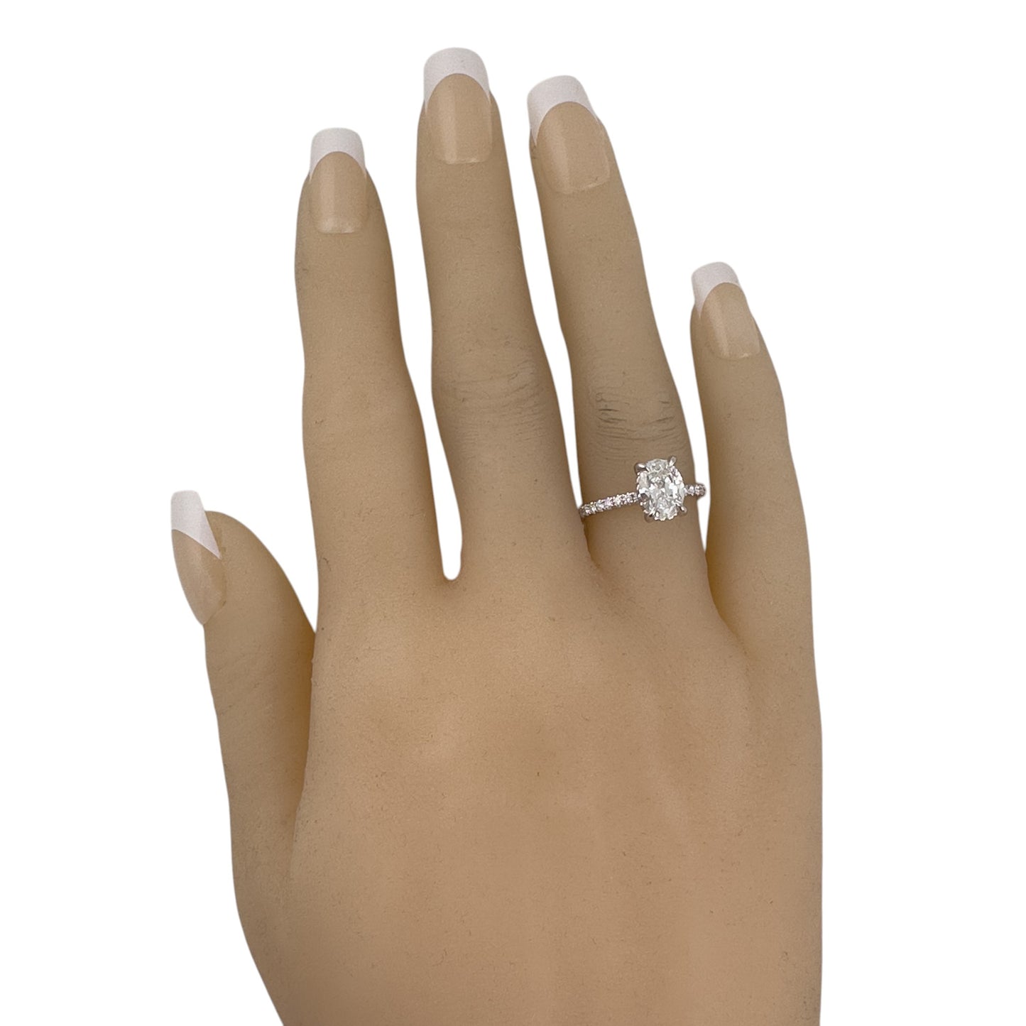 18k White Gold GIA 1.22ct F VS2 Oval Diamond Engagement Ring W/ Accents 0.30ctw