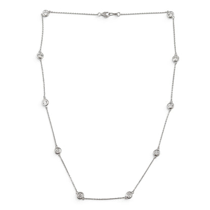 14k White Gold 10 Station Diamond by the Yard Necklace 2.05ctw G-H SI1 18" 4.5g
