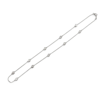 14k White Gold 10 Station Diamond by the Yard Necklace 2.05ctw G-H SI1 18" 4.5g