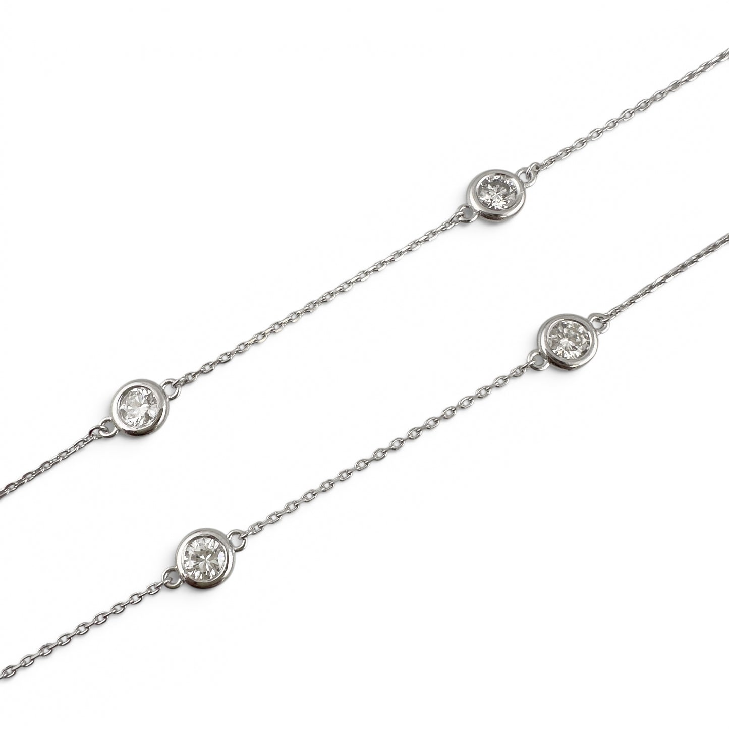 14k White Gold 10 Station Diamond by the Yard Necklace 2.05ctw G-H SI1 18" 4.5g