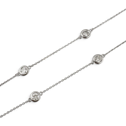 14k White Gold 10 Station Diamond by the Yard Necklace 2.05ctw G-H SI1 18" 4.5g