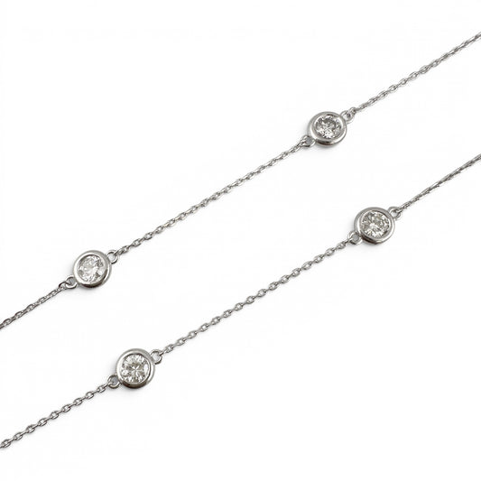 14k White Gold 10 Station Diamond by the Yard Necklace 2.05ctw G-H SI1 18" 4.5g