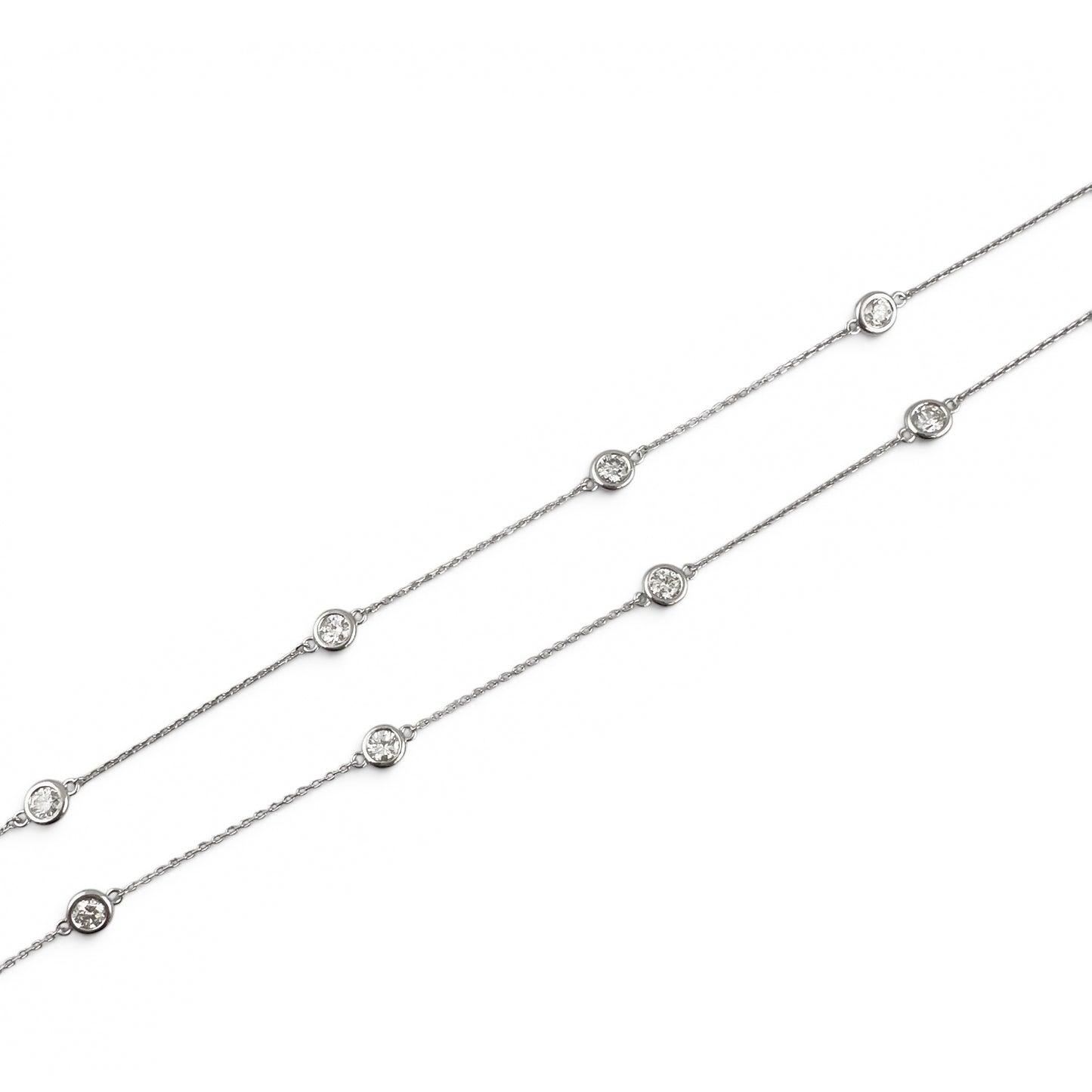 14k White Gold 10 Station Diamond by the Yard Necklace 2.05ctw G-H SI1 18" 4.5g