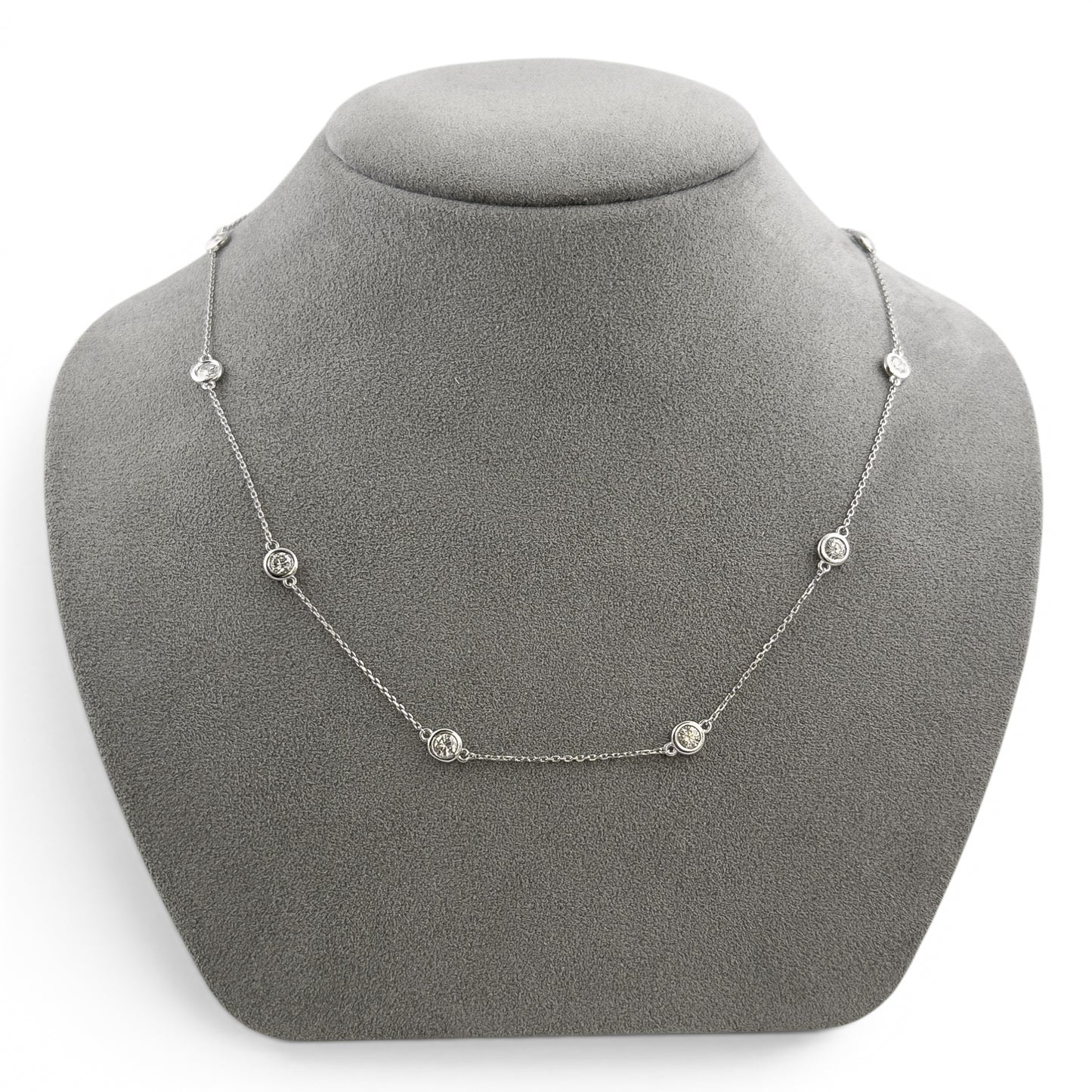 14k White Gold 10 Station Diamond by the Yard Necklace 2.05ctw G-H SI1 18" 4.5g