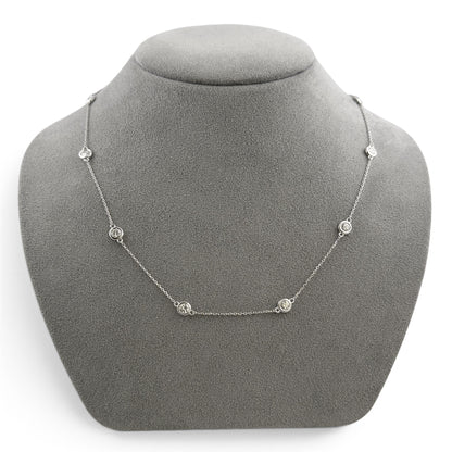 14k White Gold 10 Station Diamond by the Yard Necklace 2.05ctw G-H SI1 18" 4.5g