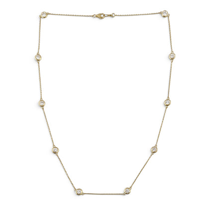 14k Yellow Gold 10 Station Diamond by the Yard Necklace 2.05ctw G-H SI1 18" 4.4g