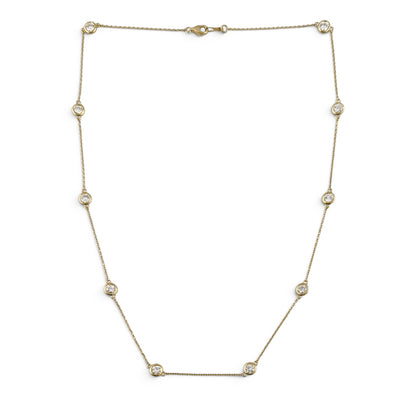 14k Yellow Gold 10 Station Diamond by the Yard Necklace 2.05ctw G-H SI1 18" 4.4g