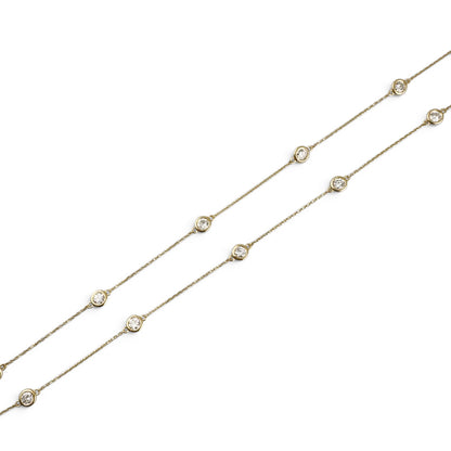 14k Yellow Gold 10 Station Diamond by the Yard Necklace 2.05ctw G-H SI1 18" 4.4g