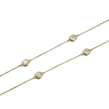 14k Yellow Gold 10 Station Diamond by the Yard Necklace 2.05ctw G-H SI1 18" 4.4g