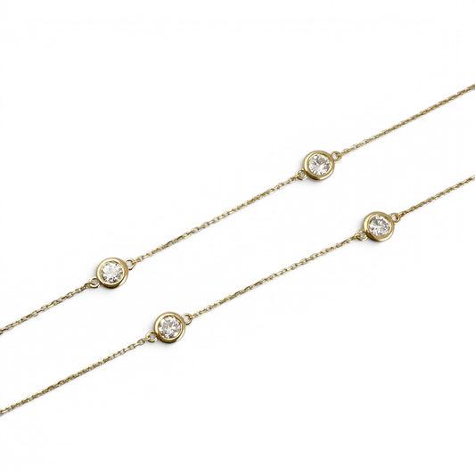 14k Yellow Gold 10 Station Diamond by the Yard Necklace 2.05ctw G-H SI1 18" 4.4g