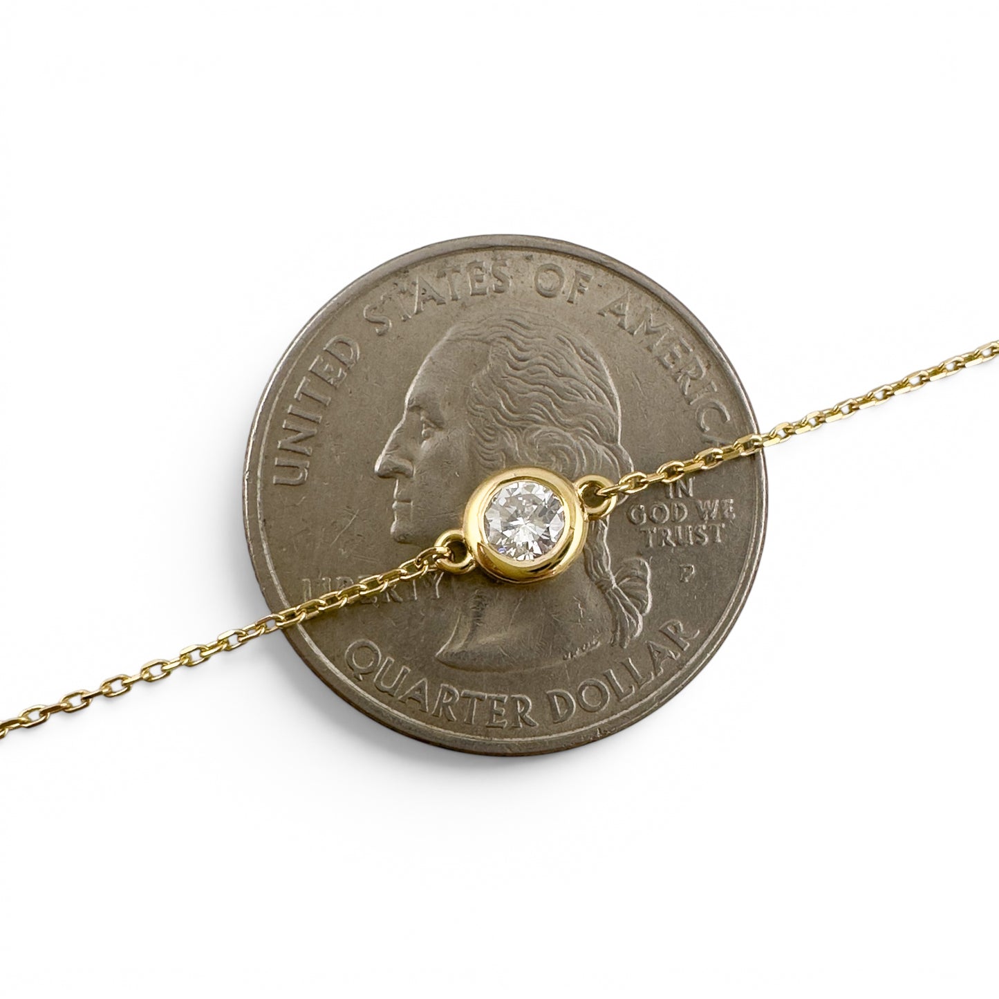 14k Yellow Gold 10 Station Diamond by the Yard Necklace 2.05ctw G-H SI1 18" 4.4g