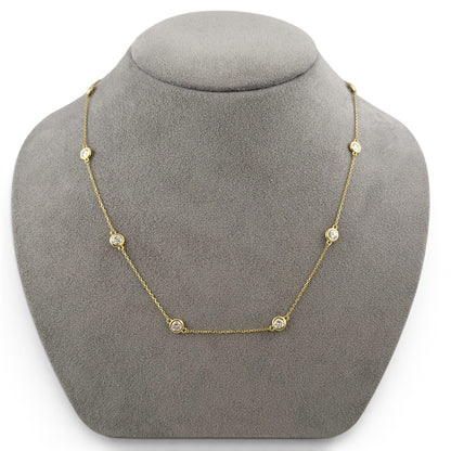 14k Yellow Gold 10 Station Diamond by the Yard Necklace 2.05ctw G-H SI1 18" 4.4g