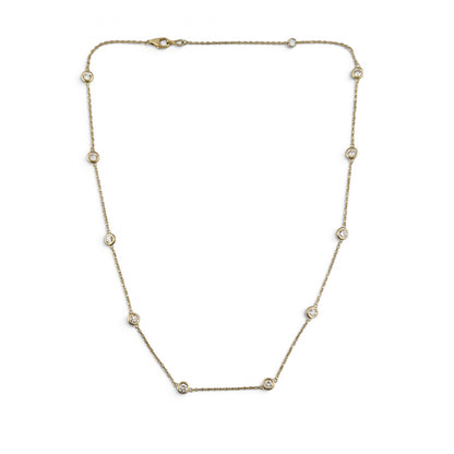 14k Yellow Gold 10 Station Diamond by the Yard Necklace 1.45ctw G-H SI1 18" 4.4g