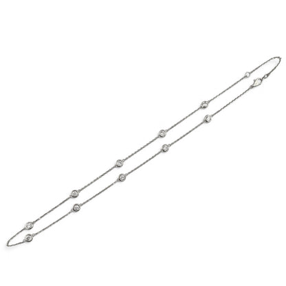 14k White Gold 10 Station Diamond by the Yard Necklace 1.46ctw G-H SI1 18" 4.3g