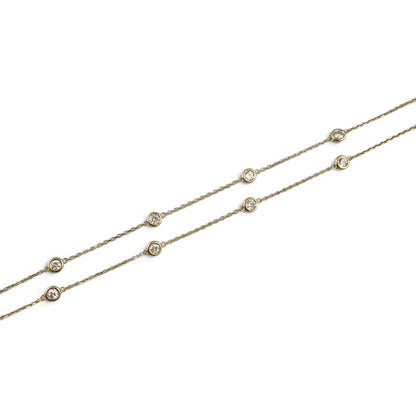 14k Yellow Gold 10 Station Diamond by the Yard Necklace 1.45ctw G-H SI1 18" 4.4g