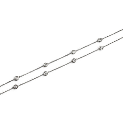 14k White Gold 10 Station Diamond by the Yard Necklace 1.48ctw G-H SI1 18" 3.9g