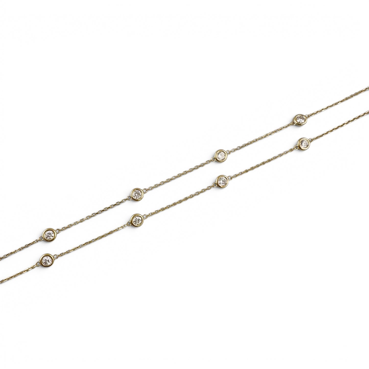 14k Yellow Gold 10 Station Diamond by the Yard Necklace 1.50ctw G-H SI1 18" 3.6g