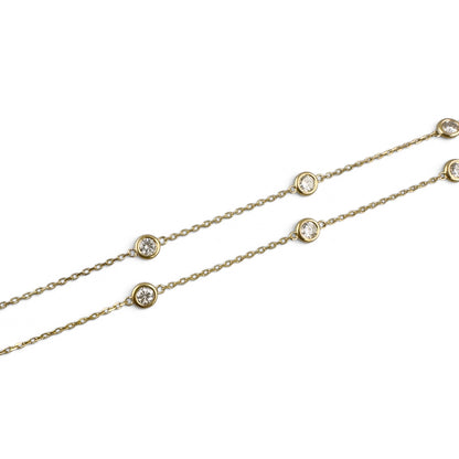 14k Yellow Gold 10 Station Diamond by the Yard Necklace 1.45ctw G-H SI1 18" 4.4g