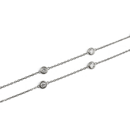 14k White Gold 10 Station Diamond by the Yard Necklace 1.48ctw G-H SI1 18" 3.9g