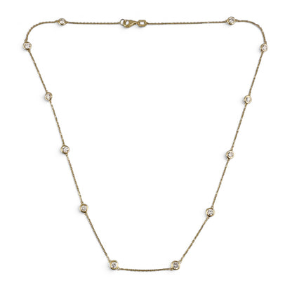 14k Yellow Gold 10 Station Diamond by the Yard Necklace 1.50ctw G-H SI1 18" 3.6g