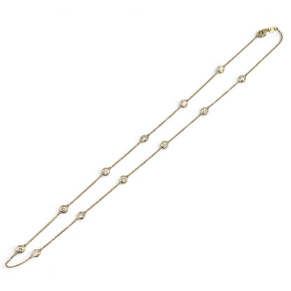 14k Yellow Gold 10 Station Diamond by the Yard Necklace 1.50ctw G-H SI1 18" 3.6g