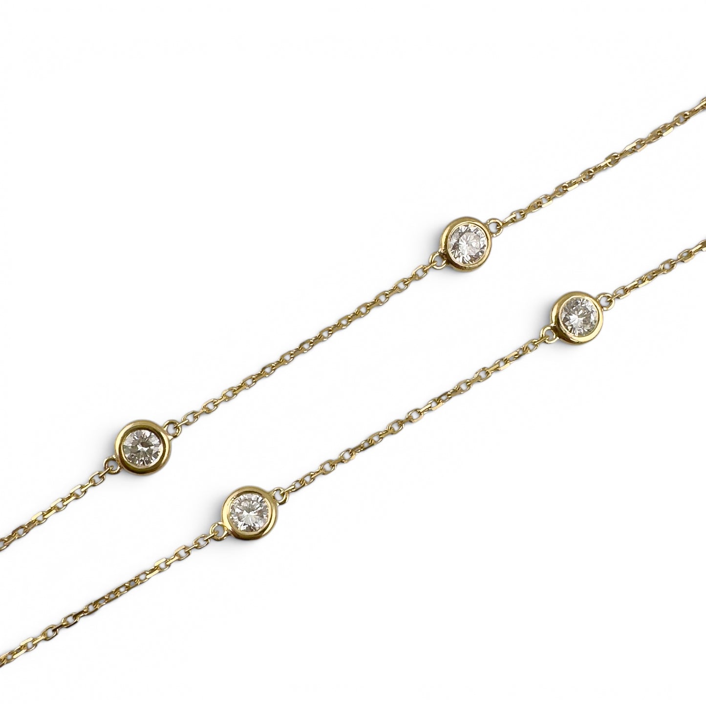 14k Yellow Gold 10 Station Diamond by the Yard Necklace 1.50ctw G-H SI1 18" 3.6g