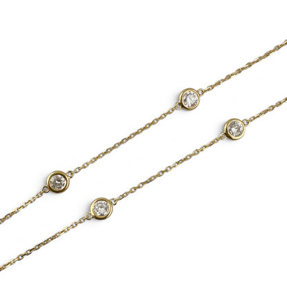 14k Yellow Gold 10 Station Diamond by the Yard Necklace 1.50ctw G-H SI1 18" 3.6g